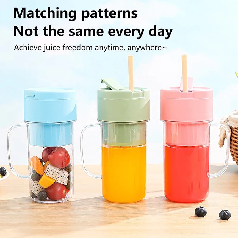 Portable juicer blender with straw