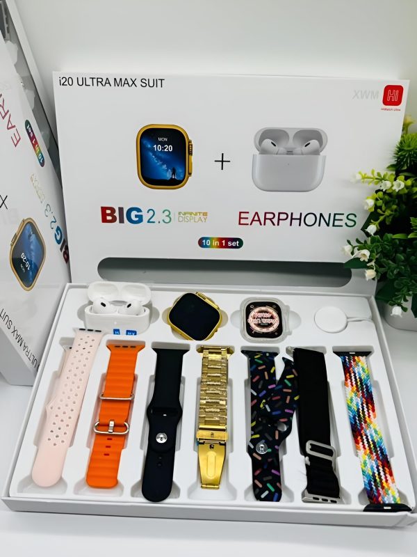 I20 Ultra Max Smart Watch  Airpods & 7 Straps In Box
